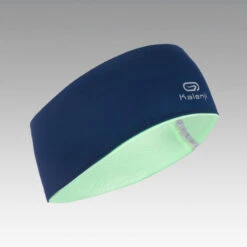 Bandeau Enfant Hiver Réversible D'athlétisme Bleu Marine Et Vert Clair