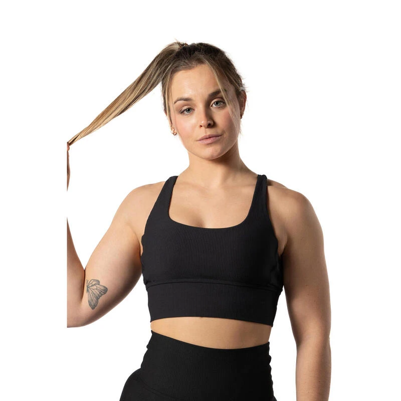 Brassière De Sport Côtelée V2 Noir – Image 3