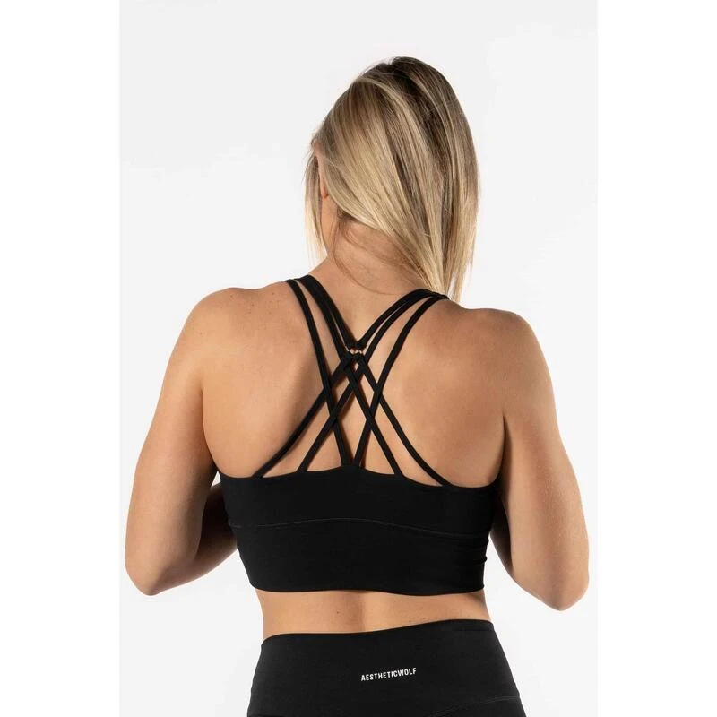 Brassière Fitness Dos Croisé Noir – Image 2