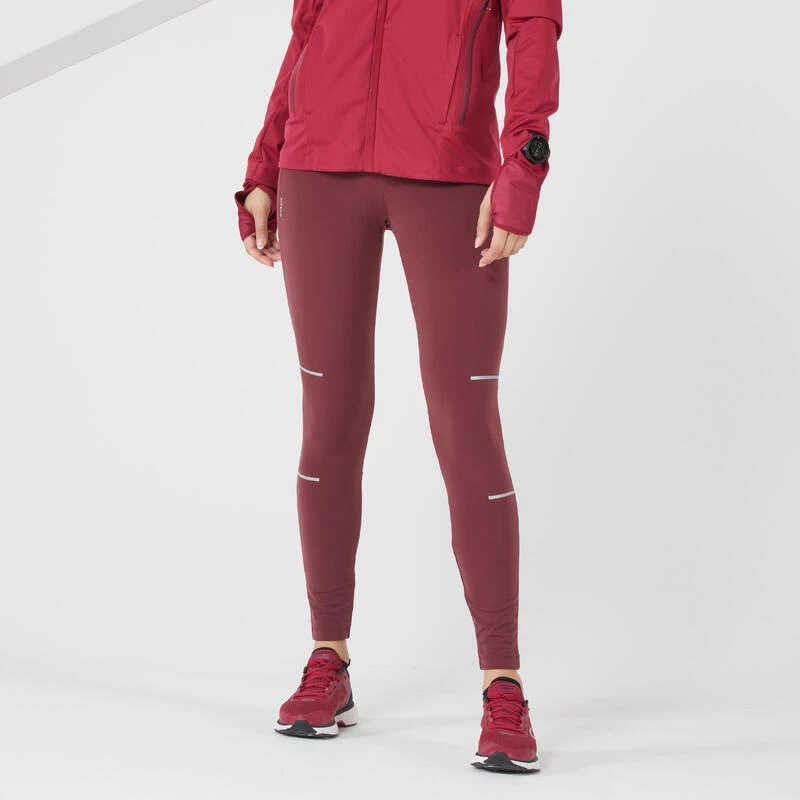 COLLANT RUNNING CHAUD FEMME- KIPRUN WARM BORDEAUX