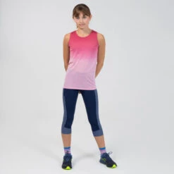 Corsaire Fille 7/8 De Running Et D'athlétisme AT 500 KIPRUN Dry+ Denim