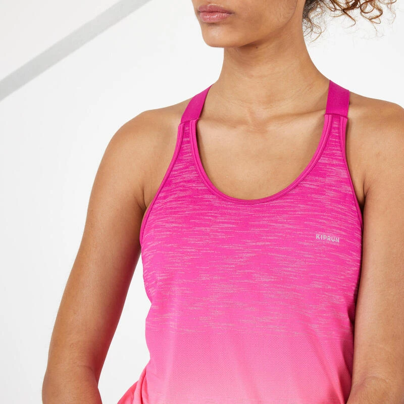 DÉBARDEUR RUNNING FEMME AVEC BRASSIÈRE INTÉGRÉE KIPRUN CARE ROSE DEGRADE – Image 5