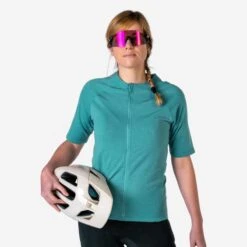 Riverside Maillot De Vélo Manches Courtes Femme GRAVEL 900 Bleu (48% Mérinos)