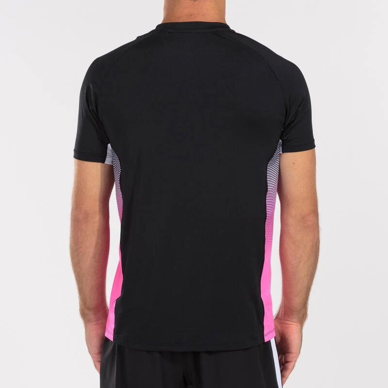 Maillot Manches Courtes Running Garçon Joma Elite Vii Noir Rose Fluo Blanc – Image 3