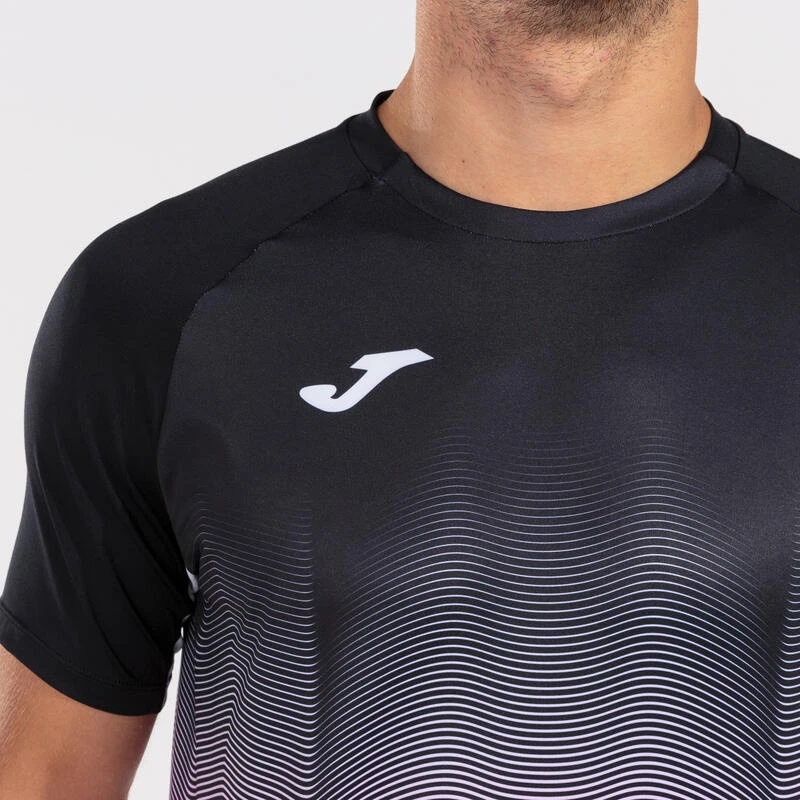 Maillot Manches Courtes Running Garçon Joma Elite Vii Noir Rose Fluo Blanc – Image 5