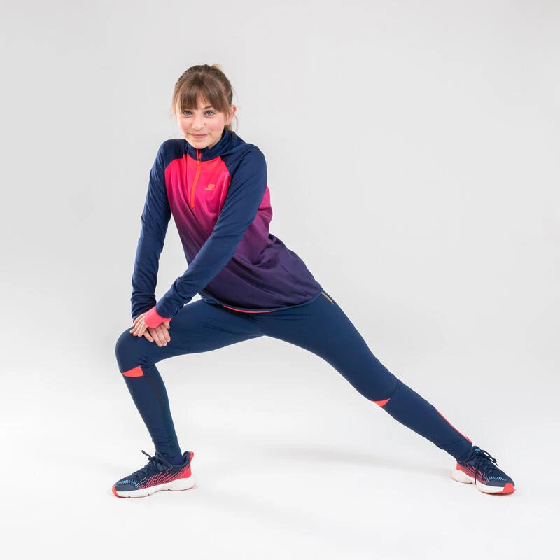 MAILLOT MANCHES LONGUES CHAUD RUNNING FILLE - KIPRUN WARM+ MARINE ROSE â Image 2