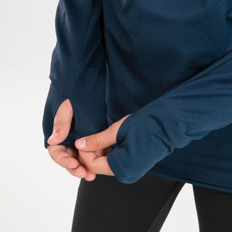 MAILLOT MANCHES LONGUES ENFANT 1/2 ZIP CHAUD - KIPRUN WARM BLEU MARINE â Image 5