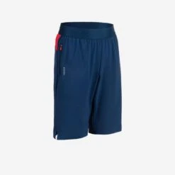 Short De Running Et D'athlétisme Pour Garçon AT 500 Bleu Rouge