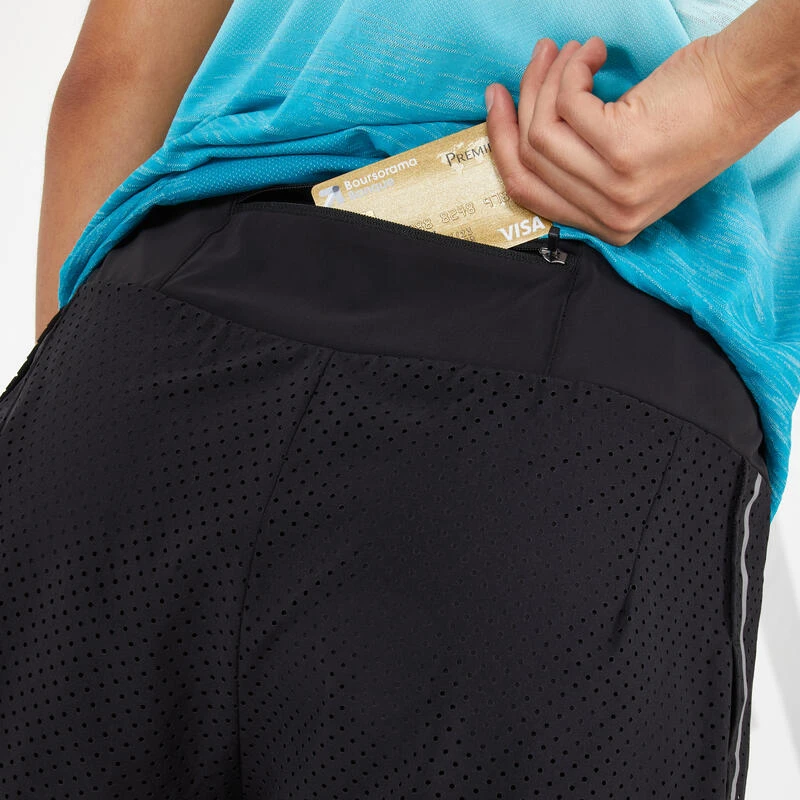 SHORT RUNNING FEMME AVEC CUISSARD INTÉGRÉ 2 EN 1 KIPRUN NOIR – Image 5