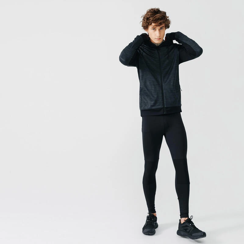 SWEAT ZIPPÉ A CAPUCHE DE RUNNING HOMME KALENJI WARM + NOIR – Image 3