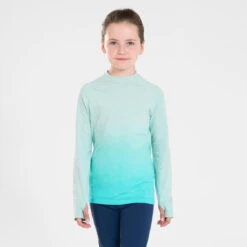 T-SHIRT MANCHES LONGUES RUNNING ENFANT - KIPRUN SKINCARE TURQUOISE