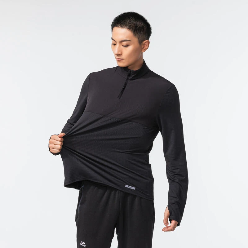 Kalenji T-shirt Running Manches Longues Chaud Homme - Warm 500 Noir â Image 2