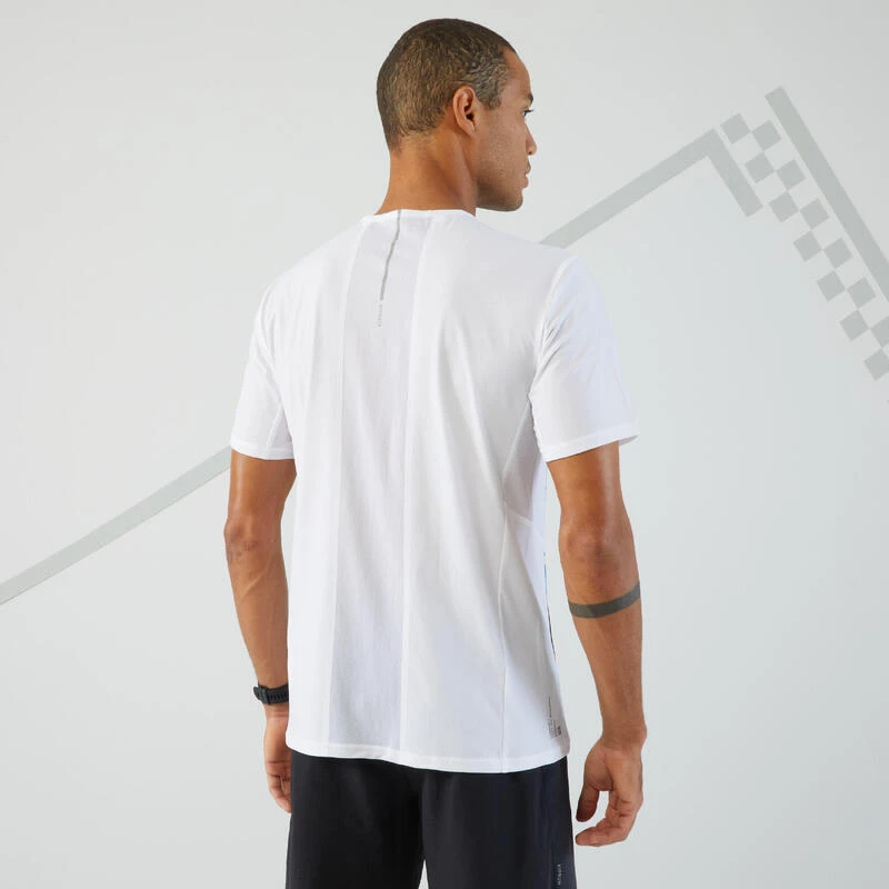 T-shirt Running Respirant Homme - KIPRUN LIGHT BLANC ET BLEU â Image 3