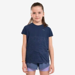 T-Shirt Running Sans Couture Fille - KIPRUN CARE Marine