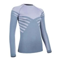 T-SHIRT SEAMLESS CONFORT MANCHES LONGUES DE TRAIL RUNNING FEMME BLEU LILA