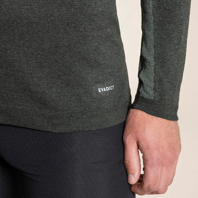 T-SHIRT SEAMLESS CONFORT MANCHES LONGUES DE TRAIL RUNNING HOMME NOIR KAKI â Image 4