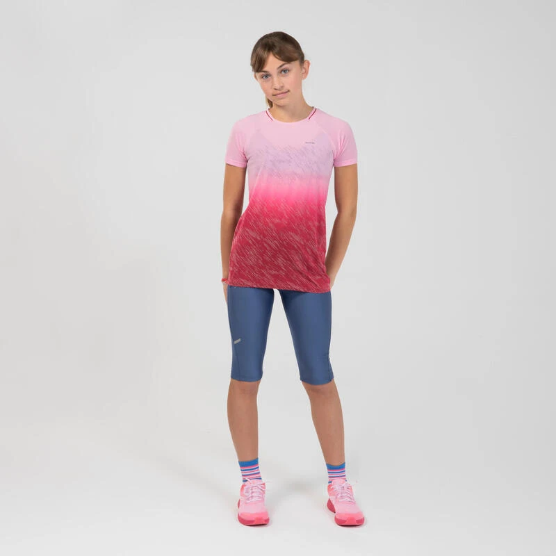 Tee-shirt Manches Courtes Fille Running Et Athlétisme KIPRUN Care Rose – Image 2