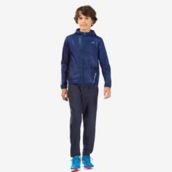 Veste Coupe Vent Enfant Pour L'athlétisme Kalenji AT 100 Bleue