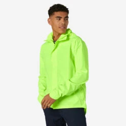 BTWIN VESTE PLUIE VELO VILLE HOMME 120 JAUNE FLUO CERTIFIÉE EPI VISIBILITÉ JOUR