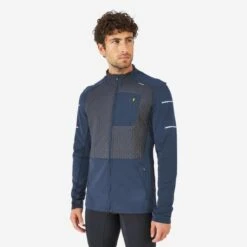 VESTE RUNNING HIVER HOMME CHAUDE - KIPRUN WARM BLEU FONCE
